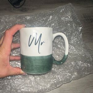 Green and White Ceramic Mug
